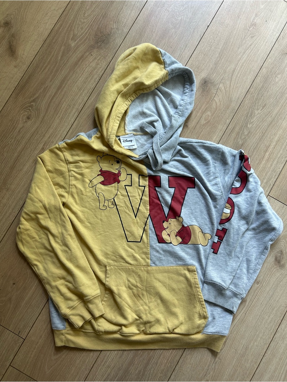 Disney Two-Tone Yellow & Gray Winnie the Pooh Zip-Up Hoodie